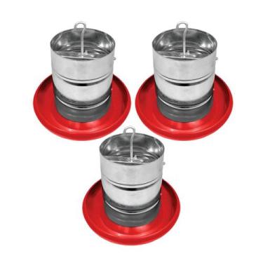 Imagem de Kit 3 Comedouro Aves Galvanizado 5kg Para Ração Suspenso - AVIPET