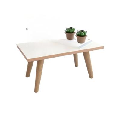 Imagem de Mesinha De Centro Retangular Pé Palito Madeira Sala De Estar (Off White Freijó)