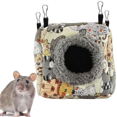 Imagem de Paxikaka Cama suspensa quente para hamster, rede de algodão em forma de caverna, adequada para animais pequenos, hamsters, rato, gerbil, planador, esquilos, papagaios, etc. (G)