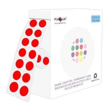 Imagem de PARLAIM Etiquetas de codificação colorida de 6,35 mm, adesivos de pontos circulares, 1000 peças por caixa de distribuidor de rolo, 0,65 cm para agendamento de escritório, deveres de casa, vermelho