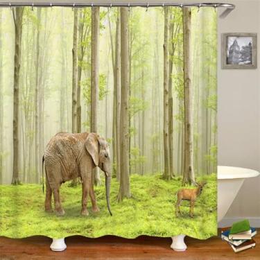 Imagem de Cortina de chuveiro com estampa de paisagem de floresta de sol Cortinas de banheiro Cortina de decoração de poliéster para casa com cortina de gancho 72x72 polegadas, DM4024, L210xA180 cm