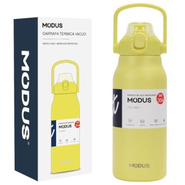 Imagem de Garrafa Termica de Aço Inoxidável Isolada de Grande Capacidade com Canudo 1700ml (Amarelo)