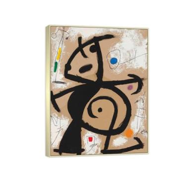 Imagem de Joan Miró Famosas Impressões em Tela-Imagem arte parede lona-Moldura Prata Pintura decoração quarto Sala de estar(mulher pássaro) 20x25cm