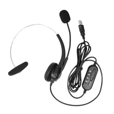 Imagem de AsrMyjcx Fone de ouvido com fio para telefone com microfone com cancelamento de ruído, ajustável e confortável, para telefone de mesa de escritório de seguros, Usb, Computador Portátil