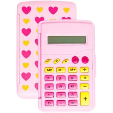 Imagem de Calculadora de bolso 8 dig. rosa flip flor c/bat. - LEONORA