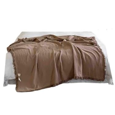 Imagem de JUSHZ Cobertor de lã cobertor ponderado cobertor de lã fofo feminino masculino para cama adulto solteiro para sofá inverno algodão multifuncional para primavera verão outono (marrom, 50 x 150 cm)