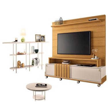 Imagem de Estante Home Theater Bold Off White Cinamomo E Aparador Infinity E Mesa De Centro Sky Off White - Hb Móveis
