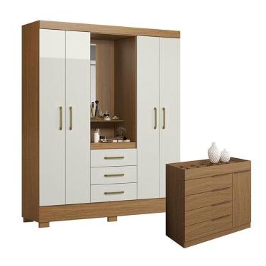 Imagem de Cômoda Sevilha Atacama E Guarda Roupa Solteiro Paris 2045150 Atacama Off White - Aramóveis