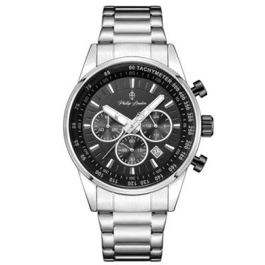 Imagem de Relógio Masculino Hazard Steel Silver Black 43mm - Phillip London