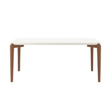 Imagem de Mesa de Jantar Retangular com Tampo de Vidro Donatella Off White e Can