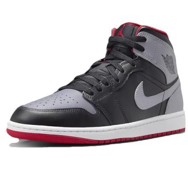 Imagem de Tênis masculino Air Jordan 1 Mid (DQ8426-132, branco/preto/preto), Preto/Cimento Cinza-Fogo Vermelho-Branco, 39