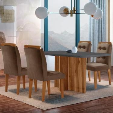 Imagem de Sala de Jantar Mesa Olímpia 120CM MDF Canto Copo com 4 Cadeiras Carol Moderna