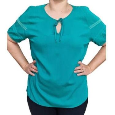 Imagem de Blusa Feminina MC Detalhada Verde Plus Size R & C-Feminino