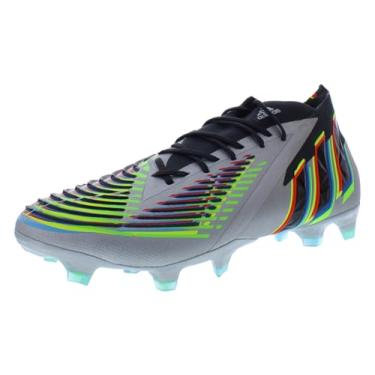 Imagem de adidas Tênis unissex Predator Edge.1 Firm Ground, Prata metálico/preto central/verde Team Solar - prata, 38