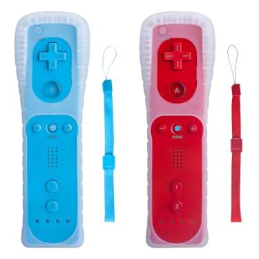 Imagem de TechKen Wii Controller 2 Pack, Wii Remote Controller with Silicone Case and Wrist Strap, Wii Remote Controller for Wii/Wii U