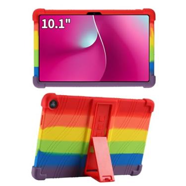 Imagem de Capa T-Mobile REVVL Tab 2 de 10,1 polegadas, capa para tablet infantil de silicone macio com suporte ajustável para tablet T-Mobile de 10,1 polegadas, à prova de quedas (arco-íris)