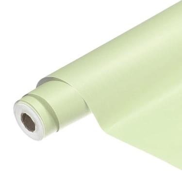 Imagem de HARFINGTON Papel de parede de PVC 55 cm x 500 cm à prova d'água autoadesivo decorativo papel de contato de pano removível para móveis de armário de cozinha e quarto, verde quente