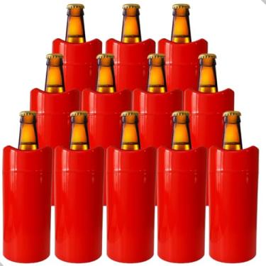 Imagem de Porta Garrafa Térmico Camisinha de Cerveja 600 ml – Mantém a Bebida Gelada e Evita Suor (Vermelho, Kit 12 Uni - 600ml)
