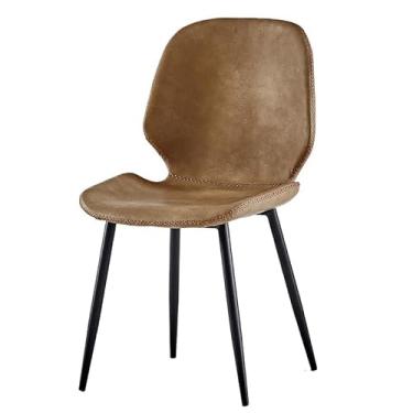Imagem de Cadeira de jantar contemporânea de couro PU com pernas de metal - várias cores disponíveis (marrom vintage)