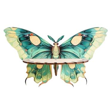 Imagem de Sdjdhej Prateleira borboleta de cristal, 1 peça de madeira verde Fengwei rack de armazenamento de borboleta rack de exibição de cristal decoração de parede suporte de parede rack de canto