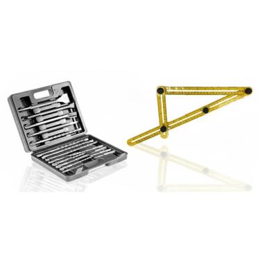 Imagem de Kit 17 Brocas SDS Titanium + Régua Medidora Esquadro Multi