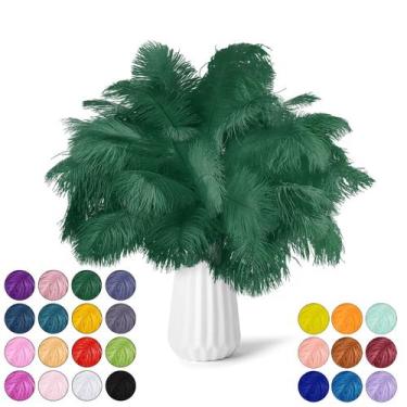 Imagem de Feathers NEWONG Dark Green Avestruz 30 unidades de 28-35 cm para artes