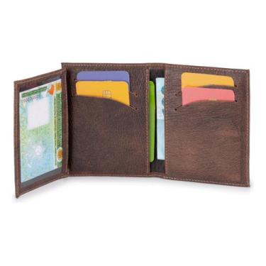 Imagem de Carteira Couro Legítimo Slim Com Divisoria Para Cnh basica Rústica - e