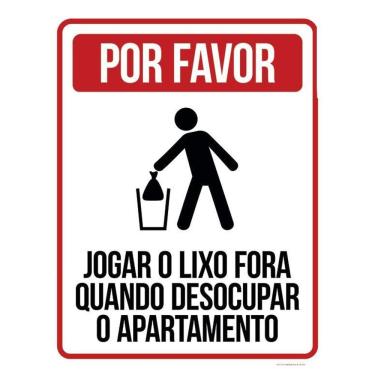 Imagem de Placa Jogar Lixo Quando Desocupar Apartamento 36X46