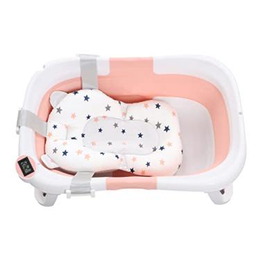 Imagem de aqxreight Banheira Dobrável Com Base Não Deslizante e Orifício de Drenagem Fácil para Bebês e Crianças Pequenas (Rosy)