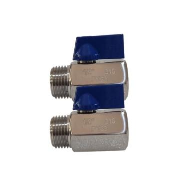 Imagem de EastVAC 2 peças de válvula de esfera de 1/5.1 cm, válvula de esfera NPT forjada de aço inoxidável 304 para água, óleo e gás com interruptor de desligamento de alça longa