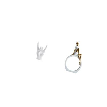 Imagem de Fenteer Estatueta de Fazendo Gesto de Rock com As Mãos, Escultura Criativa de Dedo, Centro de Mesa, Presente para Leitores, Estante de Livros, Decoraçã