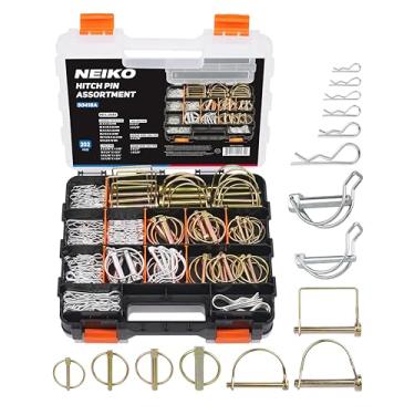 Imagem de Neiko Conjunto de clipes de pino de engate de reboque 50418A, clipes de pino de reboque de bloqueio de anel de vedação de 202 peças, zincado, trator quadrado de aço, linha dupla, guincho, PTO e pinos