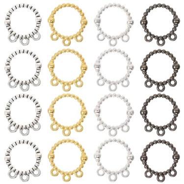 Imagem de SUNNYCLUE 1 caixa, 120 peças, 4 cores, contas de metal, conector, espaçador, contas, ouro, prata antiga, liga preta, anel redondo, berloque com 3 laços para fazer joias, pulseira, colar