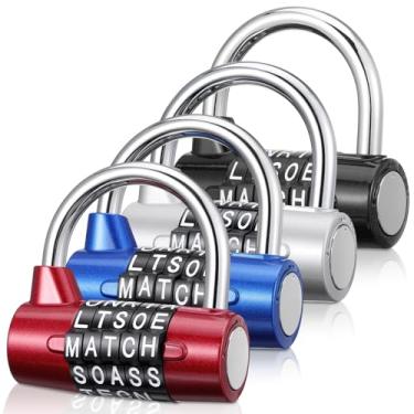 Imagem de IANFAN 4 peças de cadeado de combinação de 5 letras, armário de academia resistente, cadeado de 5 dígitos, combinação de cadeado de metal redefinível sem chave para caixa de ferramentas de academia