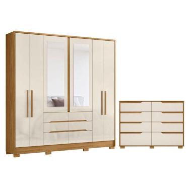 Imagem de Guarda Roupa Casal San Francisco E Cômoda Georgia Freijó Off White - Moval