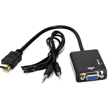Imagem de Cabo Adaptador Conversor HDMI para VGA com Áudio - 20cm (HDMI M X VGA F)