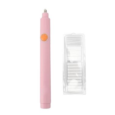 Imagem de Kit de borracha elétrica fácil operação comprimento ajustável forte capacidade de apagamento alimentado por bateria para escritório escola estúdio ABS 20 recargas (Rosa)