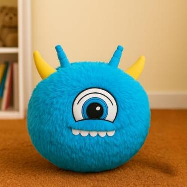 Imagem de Bola Saltitante de Pelúcia, Brinquedo Infantil, Monstrinhos Divertidos, Azul, 34-45cm Diâmetro, Material Inflável com Pelúcia Macia, 585g, com Bomba de Ar, Cores Sortidas