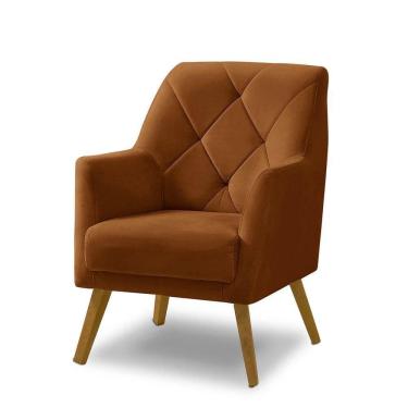 Imagem de Poltrona Decorativa Bordada Magali Veludo Laranjado Lansofbr