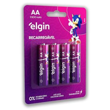 Imagem de Pilha recarregável AA 2500Mah Elgin com 4 unidades Comum