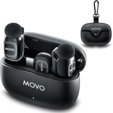 Imagem de Movo Microfone NanoMic Dual USB-C sem fio para iPhone 15/16 e superior, Android, iPad Pro e laptops – Microfone Lavalier sem fio para smartphones e dispositivos USB-C, ótimo para vlogging e TikTok