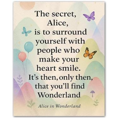 Imagem de Heartfelt Path to Wonderland - Pôster inspirador de arte de parede para mulheres meninas adolescentes - Impressão de citação sem moldura 20 x 25 cm para quarto, escritório, sala de aula ou estúdio