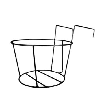 Imagem de Vasos Cesto Porta Vaso Aramado Pendurar Sacada Prédio Apartamento Grande 24cm Alça Muro(Preto)