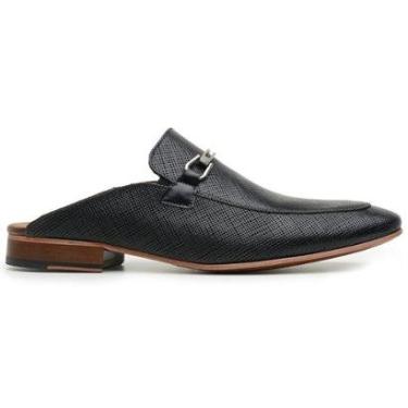 Imagem de Mule Masculino Preto Linho Sola De Couro 58862-Masculino