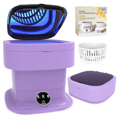 Imagem de Máquina de lavar portátil, mini máquina de lavar dobrável de 16L e centrifugadora, lavadora compacta dobrável, pequena lavadora de roupa dobrável, acampamento, meias, roupas íntimas, dormitório
