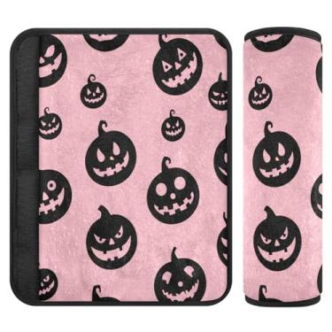 Imagem de Burbuja Abóboras na capa de cinto de segurança de carro rosa protetor de cinto de segurança de carro macio confortável para alça de ombro de assento, 1 par médio