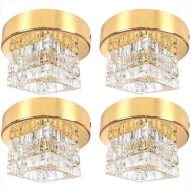 Imagem de Kit 4 Spot Cristal Sobrepor Plafon Dourado Brilhoso G9 Bet44 - Acienda