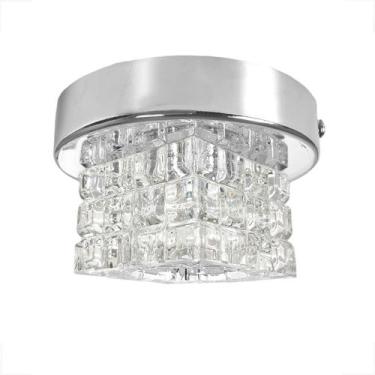 Imagem de Spot De Cristal Sobrepor Quadrado Prata Polido Quarto Bet45 - Acienda