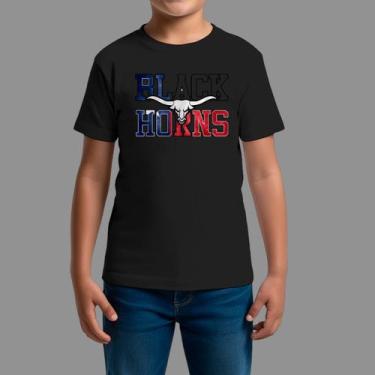 Imagem de Camisetas Infatil Básica Masculina Moda Country Manga Curta Black Horn