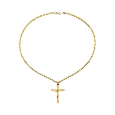 Imagem de Colar Com Pingente De Crucifixo Minimalista Em Cor Dourada Para Mulher